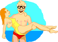 Old man carrying young woman